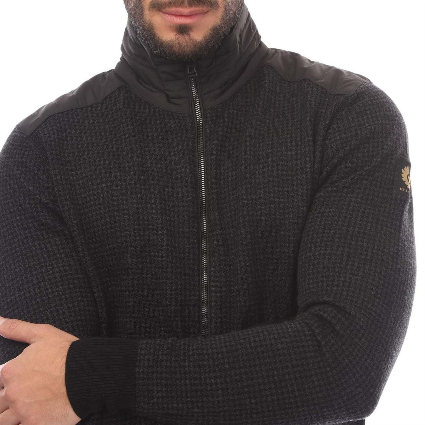 Black - Side - Belstaff Mens Virgin Wool Cardigan