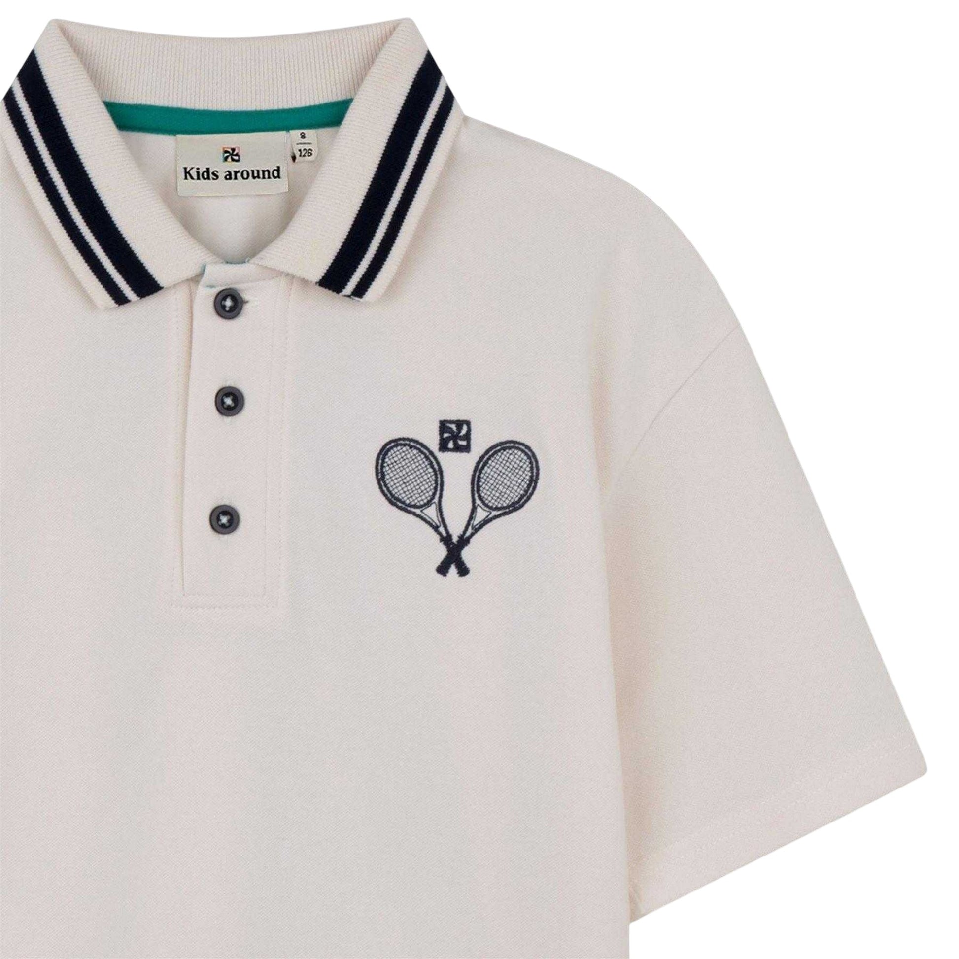 Cream - Side - Kids Around Childrens-Kids Racket Polo Shirt