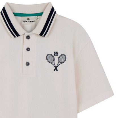 Cream - Side - Kids Around Childrens-Kids Racket Polo Shirt