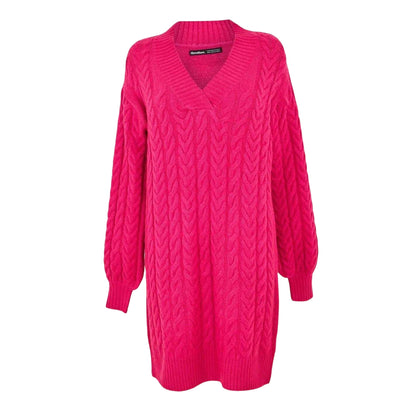 Pink - Front - Threadbare Womens-Ladies Chalk Cable Knit Jumper Dress