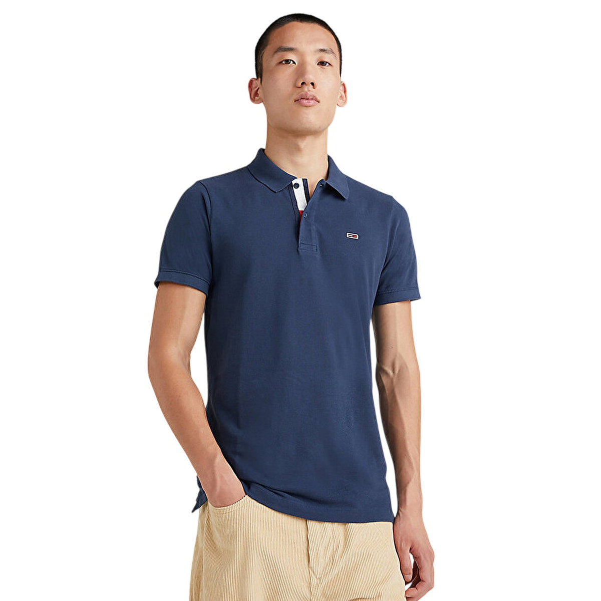 Navy - Lifestyle - Tommy Jeans Mens Collared Slim Polo Shirt