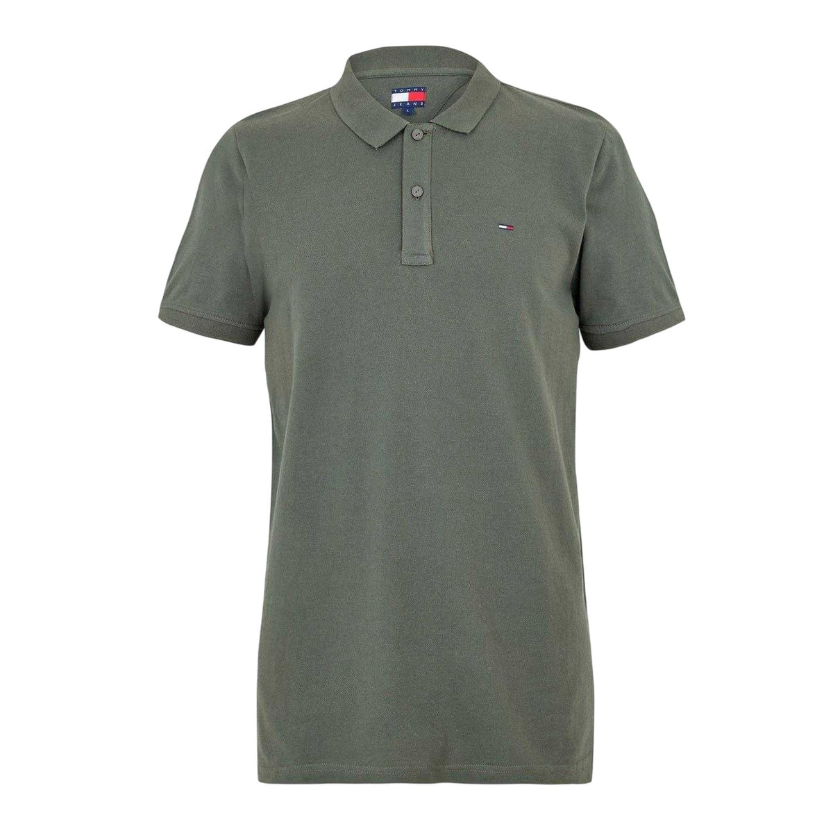 Pewter - Front - Tommy Jeans Mens Collared Slim Polo Shirt