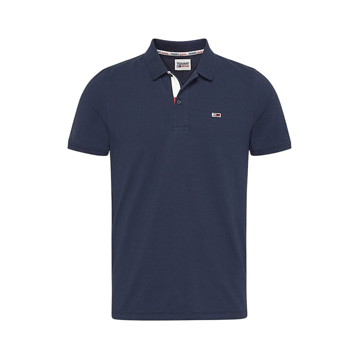 Navy - Front - Tommy Jeans Mens Collared Slim Polo Shirt