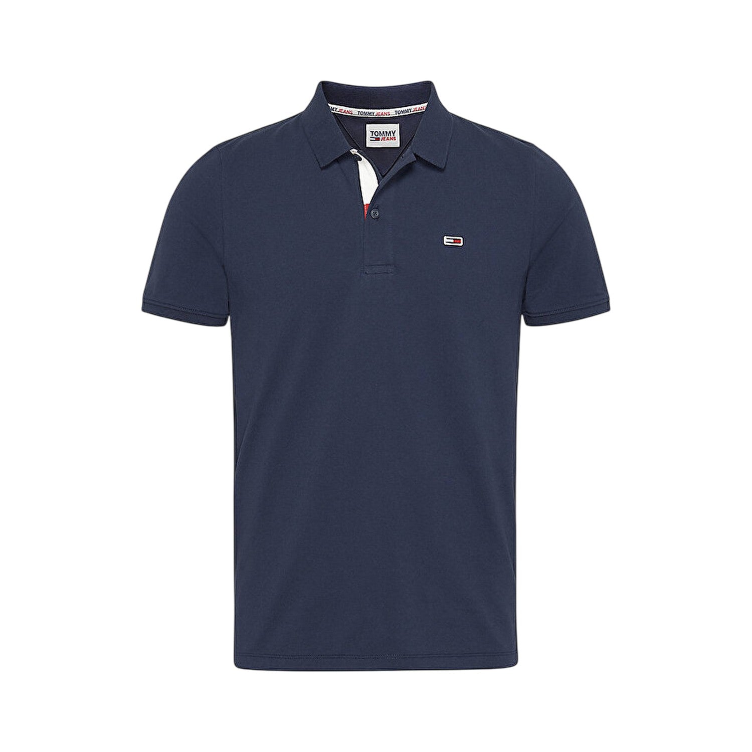 Navy - Front - Tommy Jeans Mens Collared Slim Polo Shirt