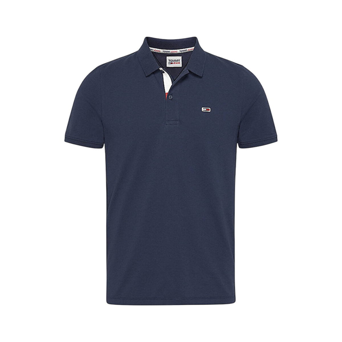 Navy - Front - Tommy Jeans Mens Collared Slim Polo Shirt