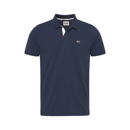 Navy - Front - Tommy Jeans Mens Collared Slim Polo Shirt
