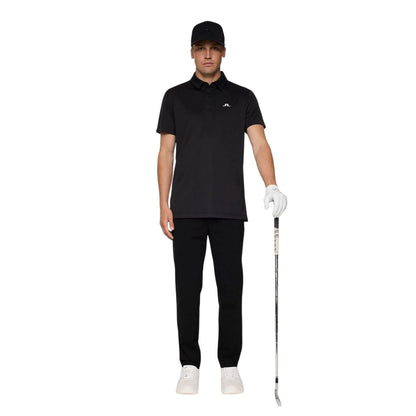 Black - Pack Shot - J.Lindeberg Mens Collared Short-Sleeved Polo Shirt