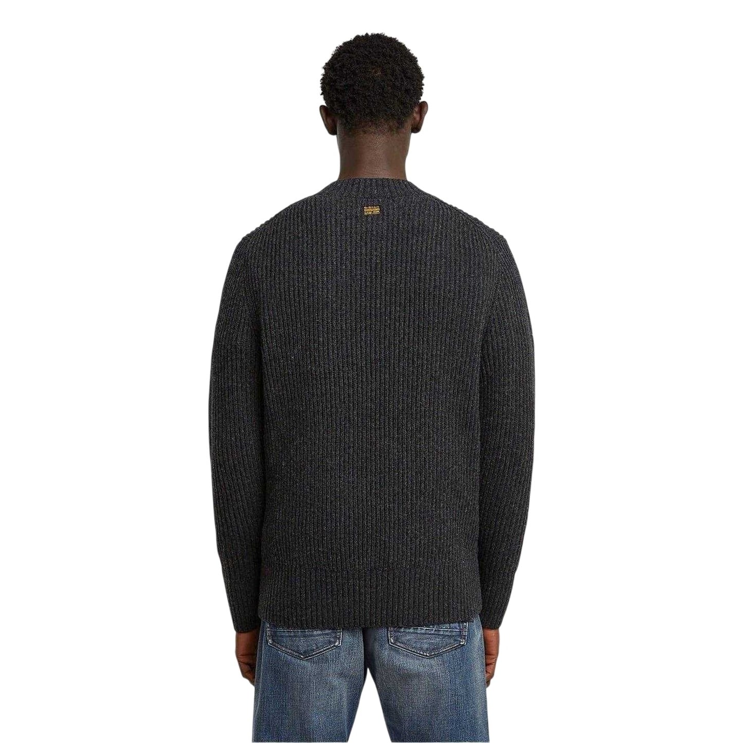 Grey - Back - G-Star Mens Rib Knit Regular Jumper