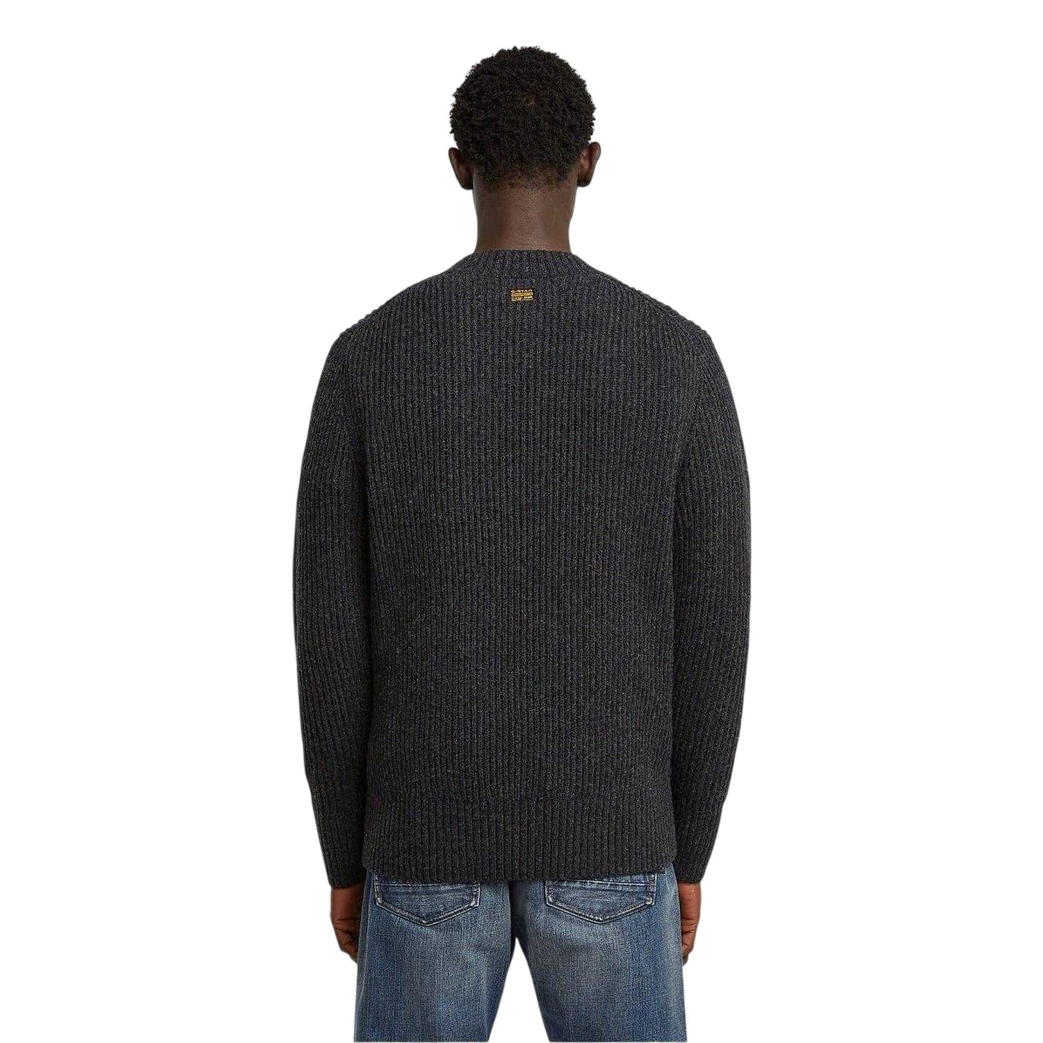 Grey - Back - G-Star Mens Rib Knit Regular Jumper