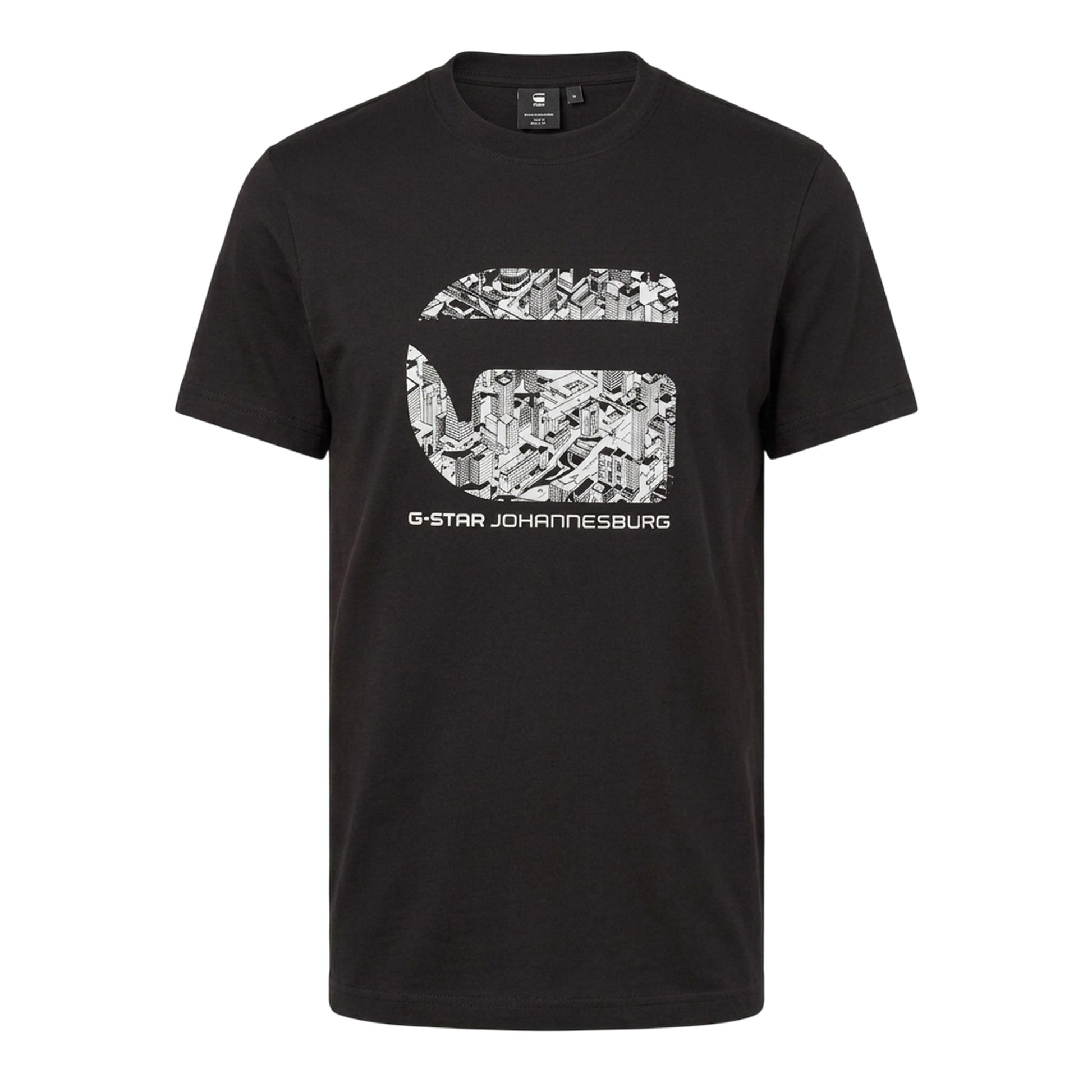 Dark Black - Front - G-Star Mens LA Logo Crew Neck T-Shirt
