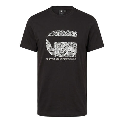 Dark Black - Front - G-Star Mens LA Logo Crew Neck T-Shirt