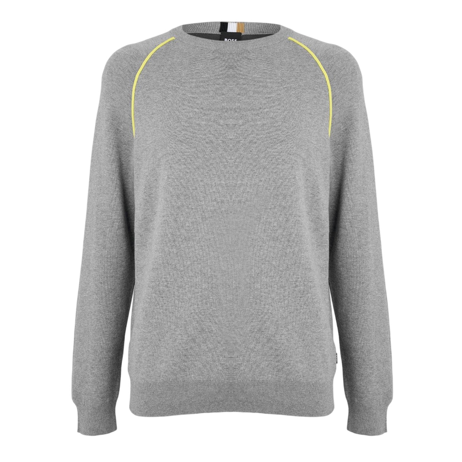 Bright Yellow - Front - Boss Mens Knitted Raglan Sweater Top