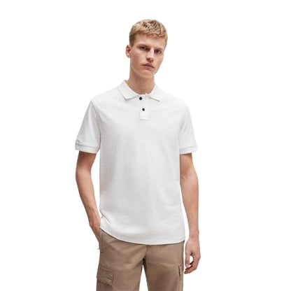 White - Front - Boss Mens Prime Cotton Regular Short-Sleeved Polo Shirt