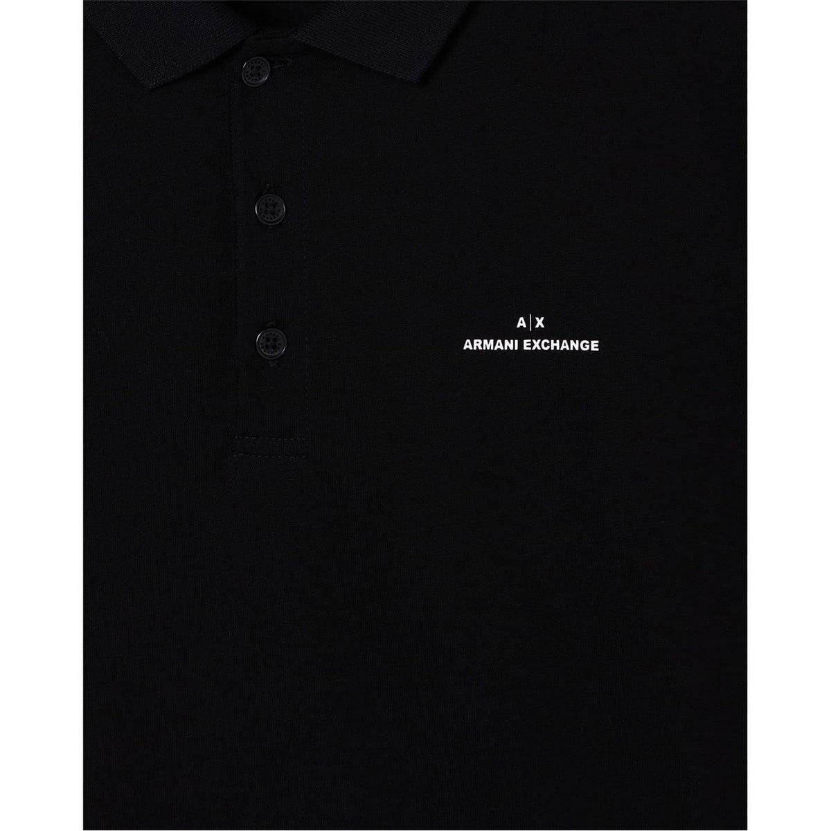 Black - Side - Armani Exchange Mens Collared Short-Sleeved Polo Shirt