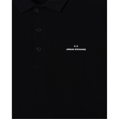 Black - Side - Armani Exchange Mens Collared Short-Sleeved Polo Shirt