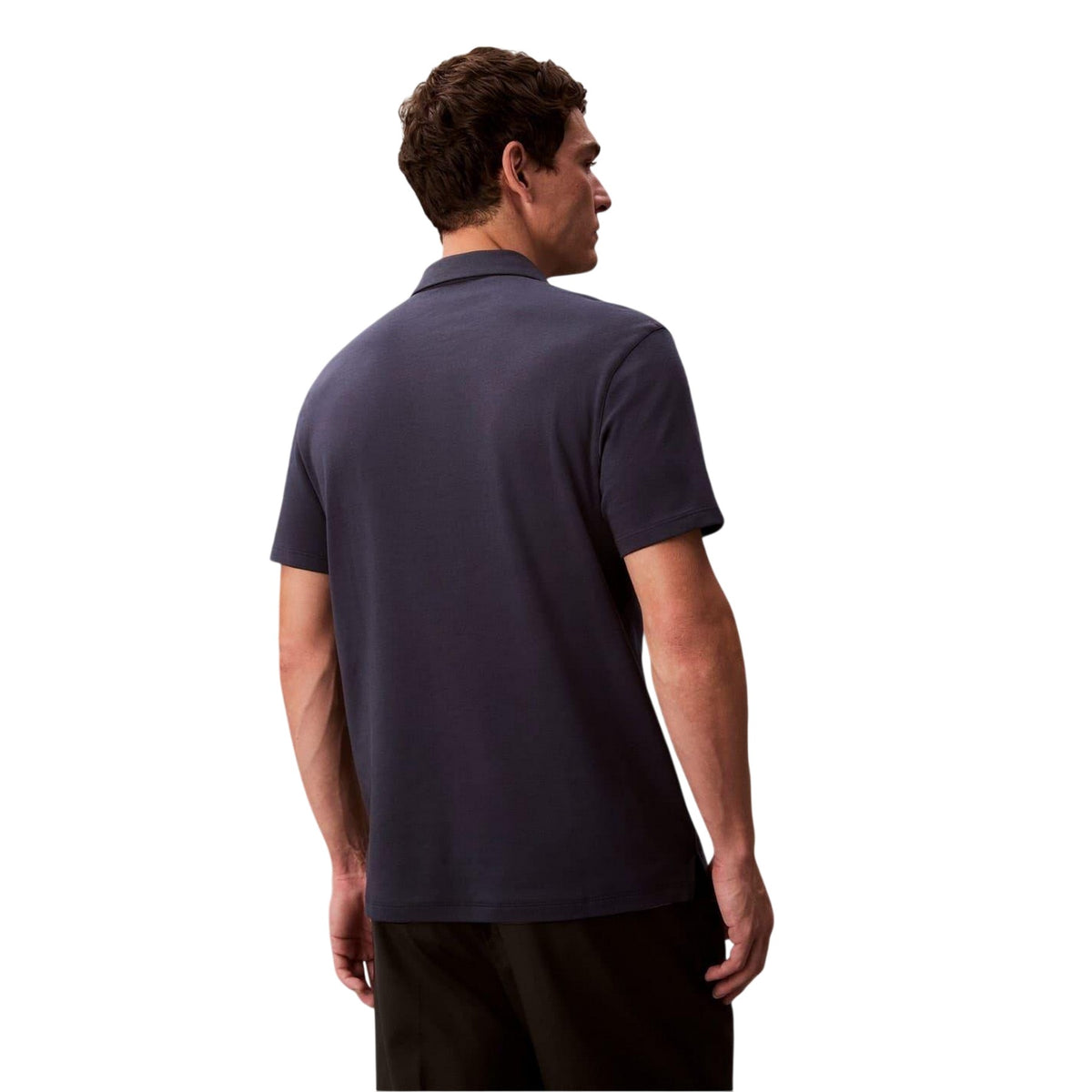 Ink - Back - Calvin Klein Mens Pima Cotton Collared Short-Sleeved Polo Shirt