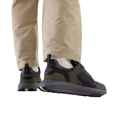 Olive - Back - Cruyff Mens Rayado Suede Chunky Sole Trainers