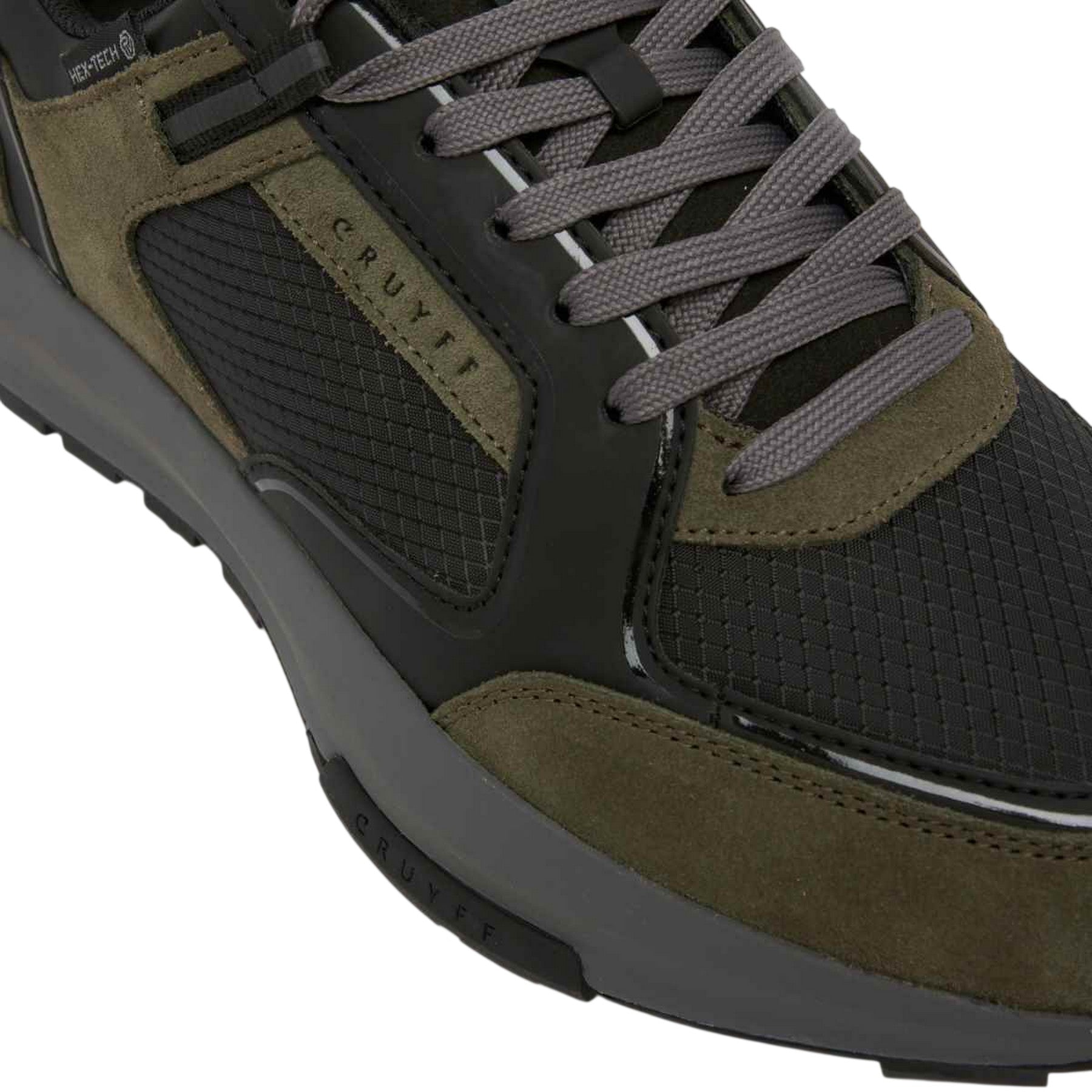Olive - Side - Cruyff Mens Rayado Suede Chunky Sole Trainers