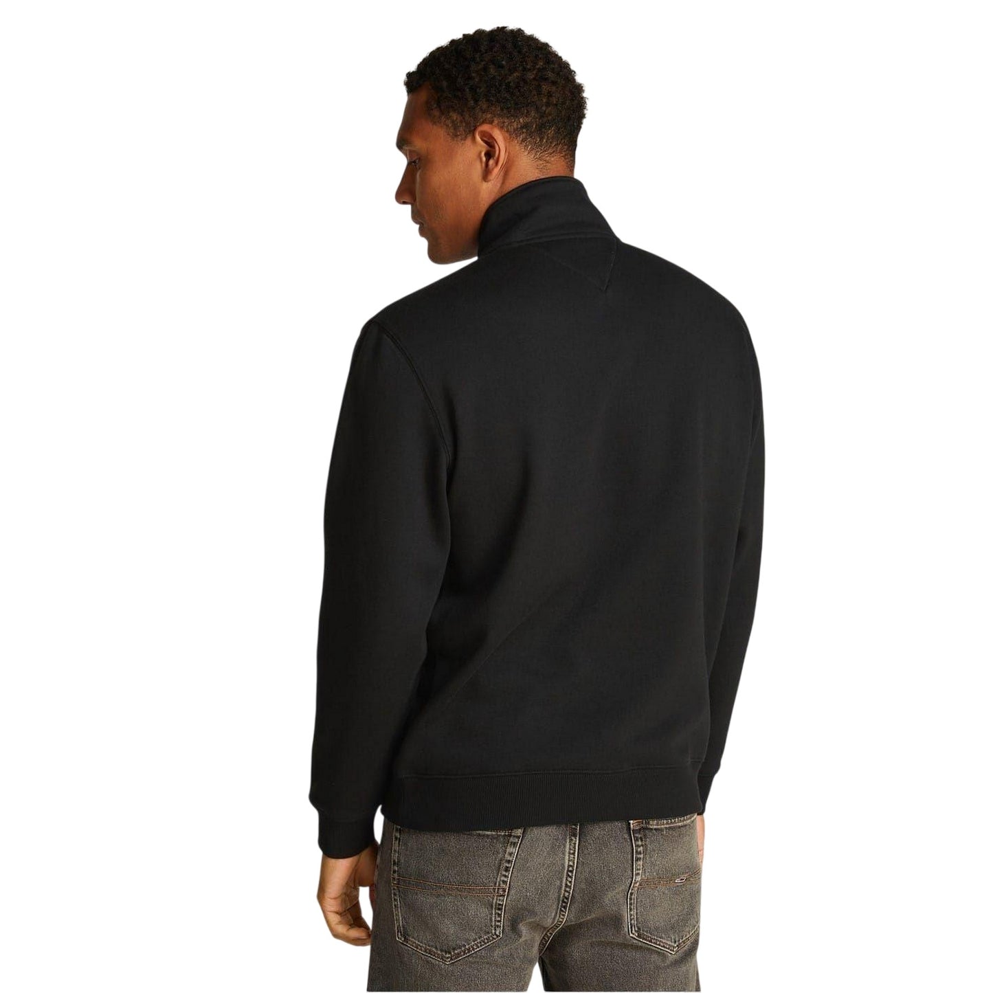 Black - Back - Tommy Jeans Mens Flag Quarter Zip Sweatshirt