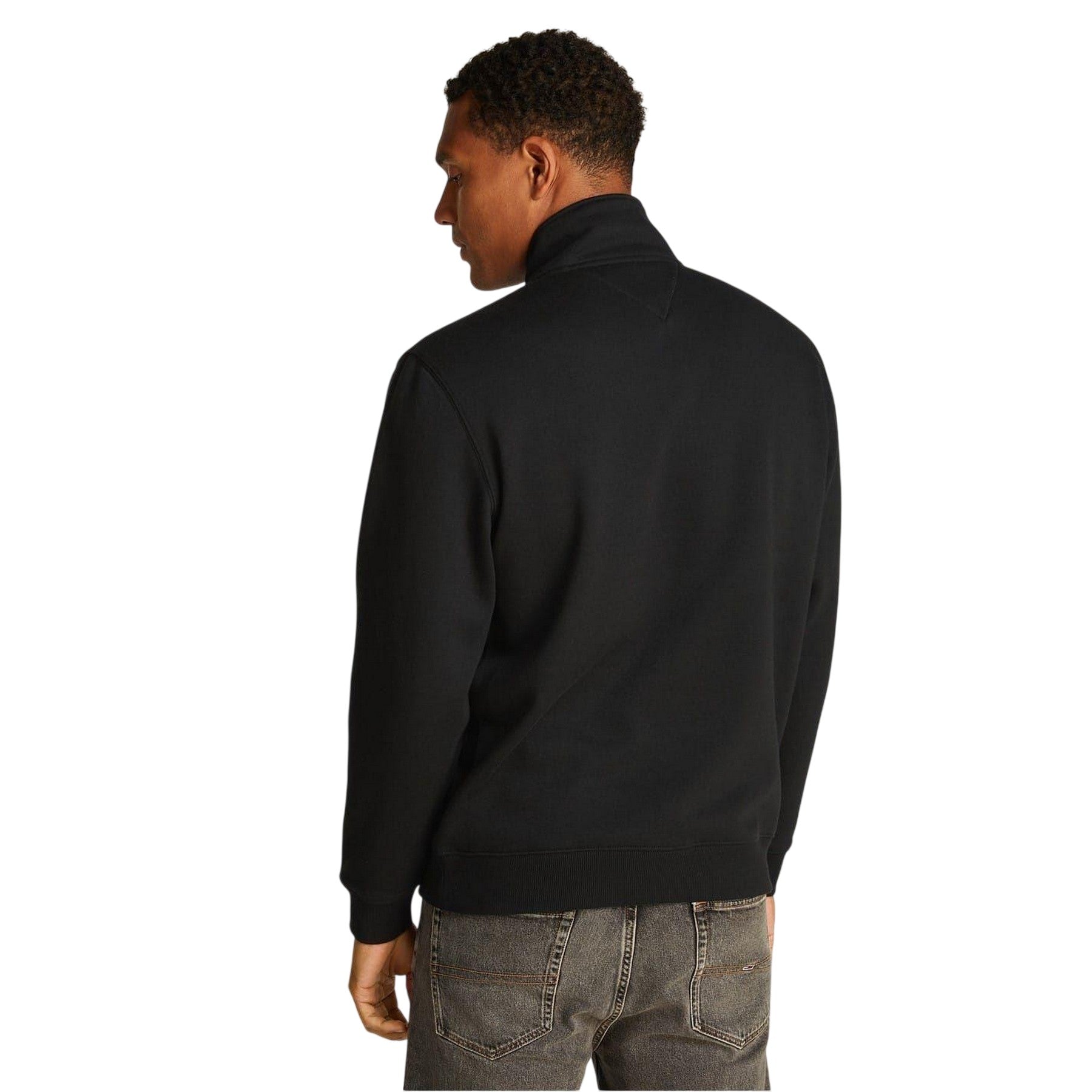 Black - Back - Tommy Jeans Mens Flag Quarter Zip Sweatshirt