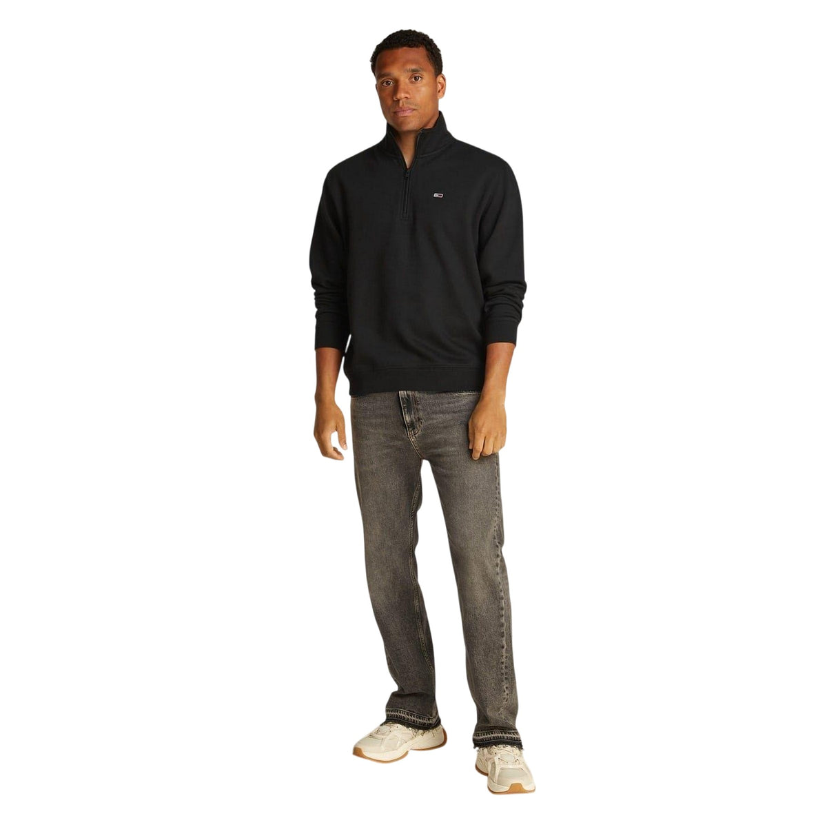 Black - Lifestyle - Tommy Jeans Mens Flag Quarter Zip Sweatshirt