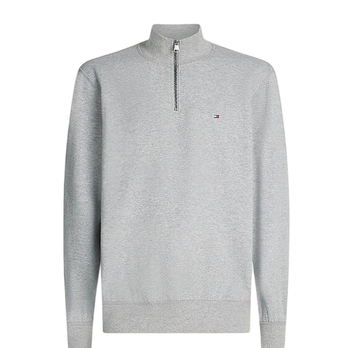 Light Grey - Front - Tommy Jeans Mens Flag Quarter Zip Sweatshirt