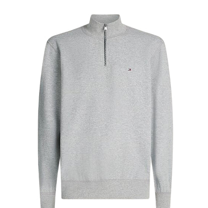 Light Grey - Front - Tommy Jeans Mens Flag Quarter Zip Sweatshirt