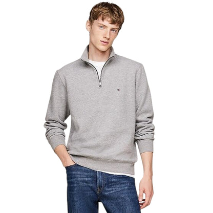 Light Grey - Back - Tommy Jeans Mens Flag Quarter Zip Sweatshirt
