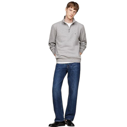 Light Grey - Lifestyle - Tommy Jeans Mens Flag Quarter Zip Sweatshirt