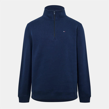 Dark Navy - Front - Tommy Jeans Mens Flag Quarter Zip Sweatshirt
