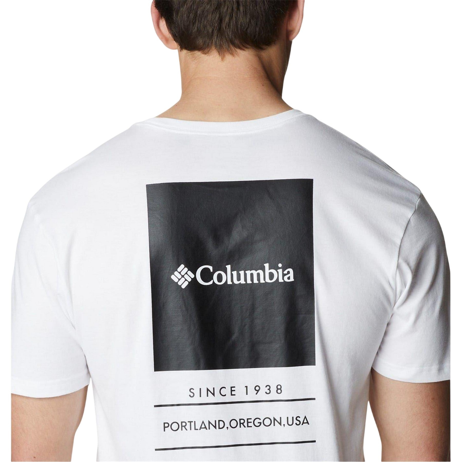 White - Side - Columbia Mens Barton Graphic Print Regular T-Shirt