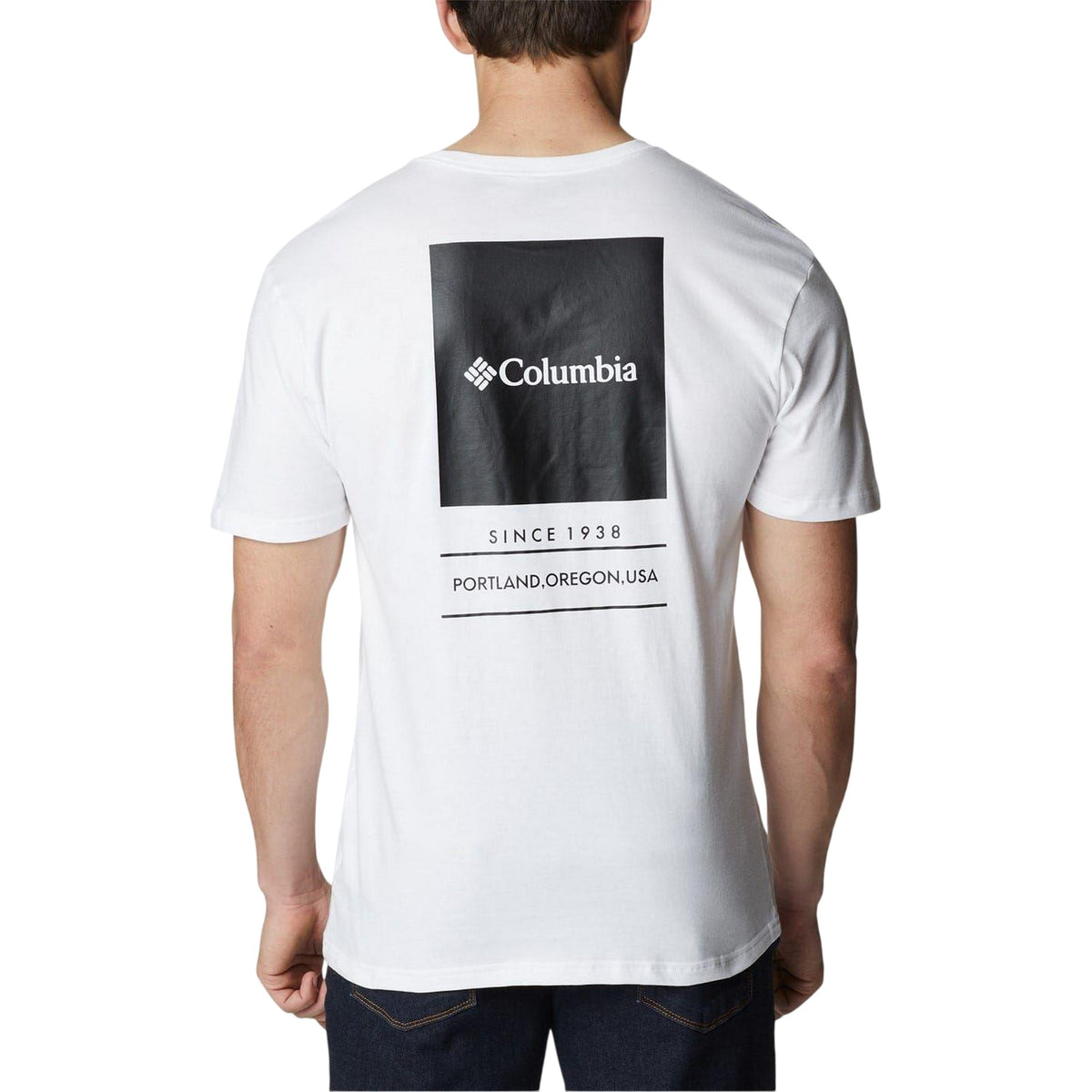 White - Back - Columbia Mens Barton Graphic Print Regular T-Shirt