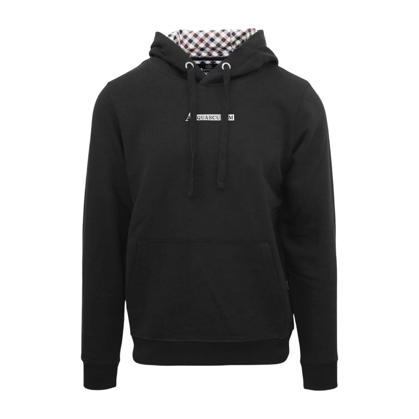 Black - Front - Aquascutum Mens Lettering Hoodie