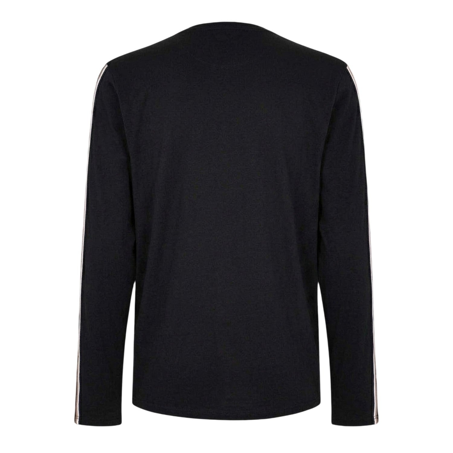 Black - Back - Boss Mens Unique Striped Jersey Long-Sleeved T-Shirt