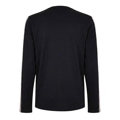 Black - Back - Boss Mens Unique Striped Jersey Long-Sleeved T-Shirt