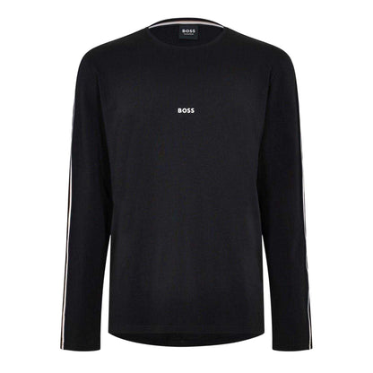 Black - Front - Boss Mens Unique Striped Jersey Long-Sleeved T-Shirt