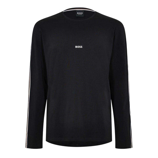 Black - Front - Boss Mens Unique Striped Jersey Long-Sleeved T-Shirt