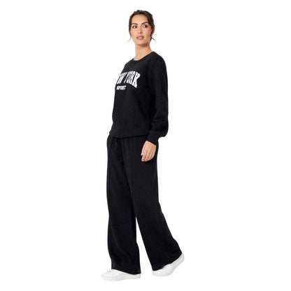 Black - Lifestyle - Be You Womens-Ladies New York Slogan Sweatshirt & Jogging Bottoms Set