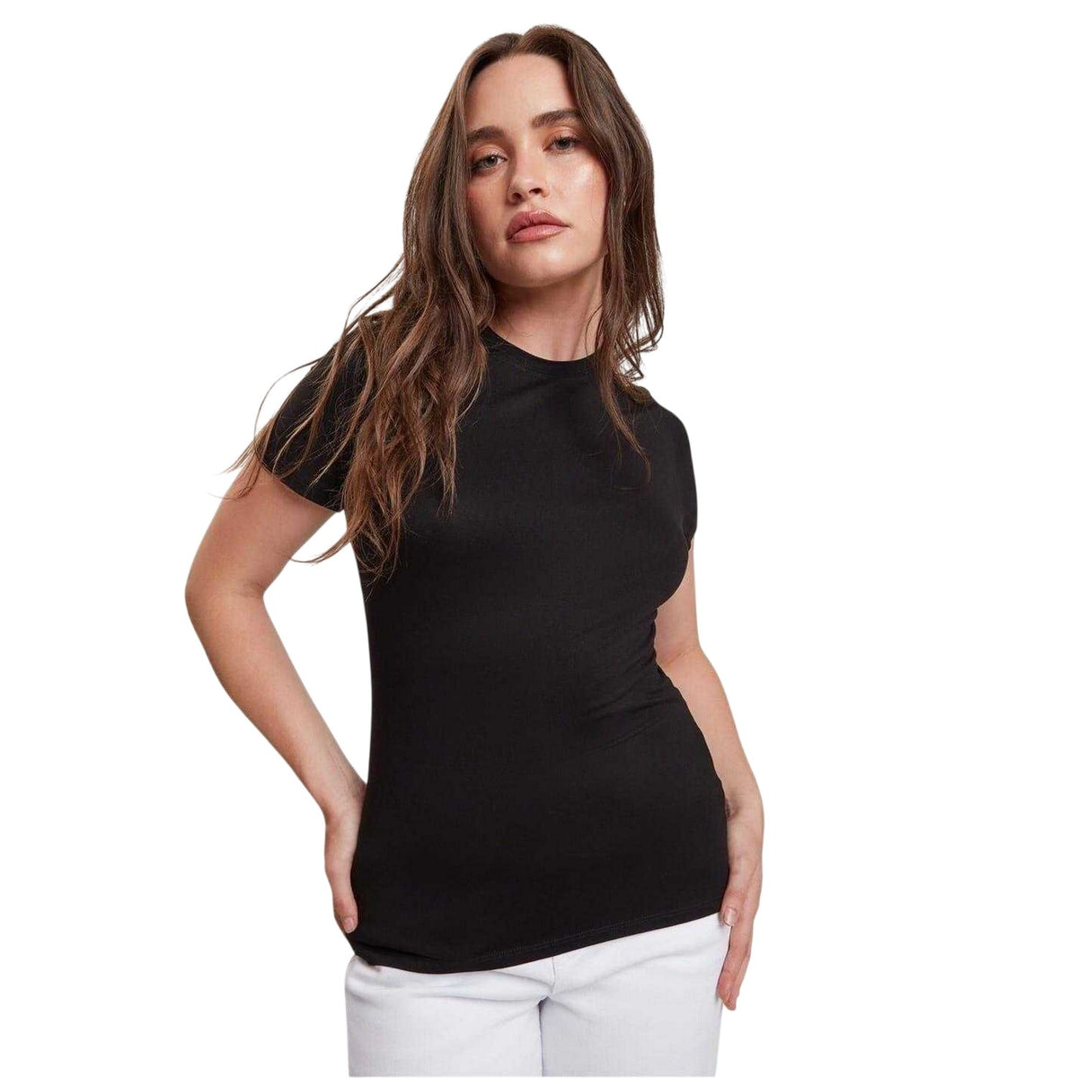 Black - Side - Ted Baker Womens-Ladies Plain Slim T-Shirt