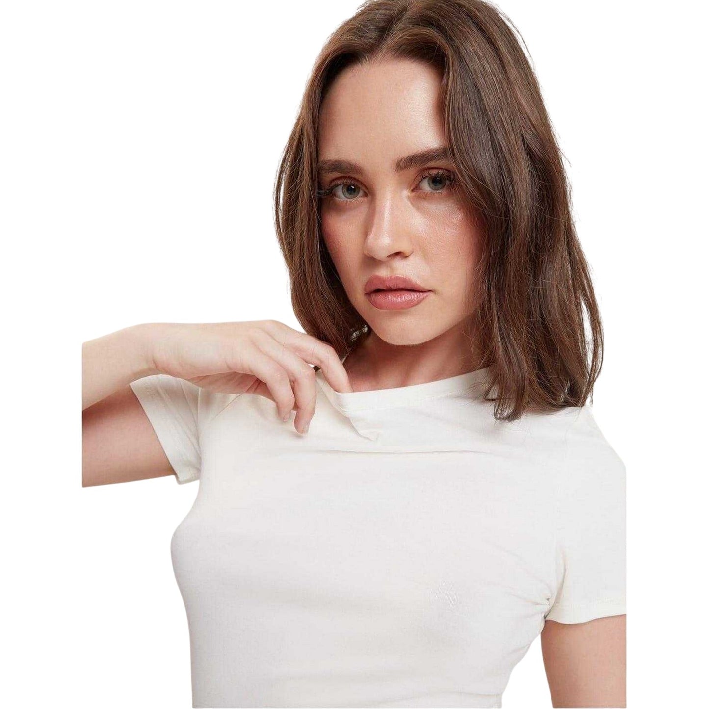 Ivory - Side - Ted Baker Womens-Ladies Plain Slim T-Shirt