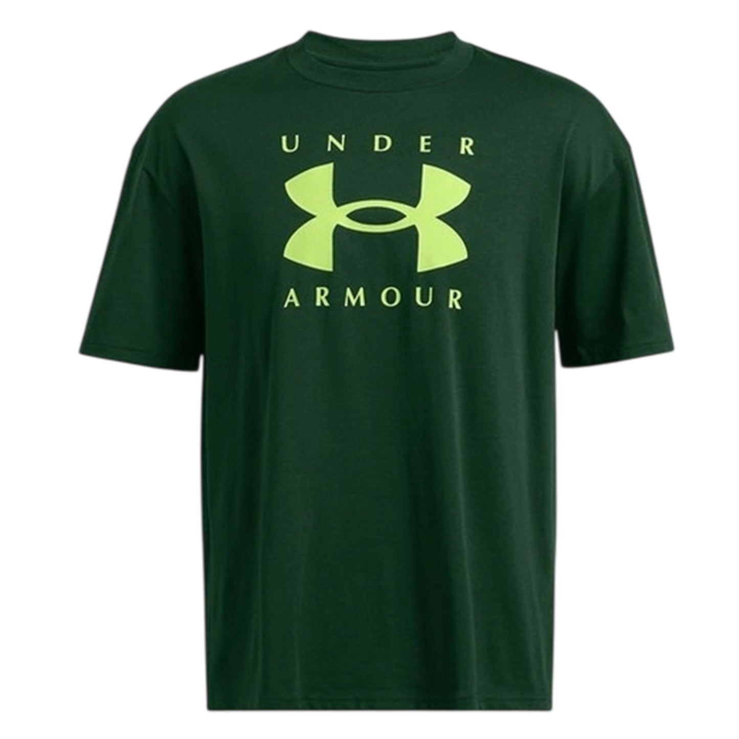 Green - Front - Under Armour Mens Logo Heavyweight Loose T-Shirt