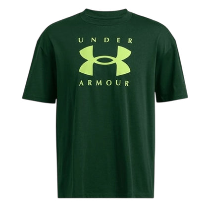 Green - Front - Under Armour Mens Logo Heavyweight Loose T-Shirt
