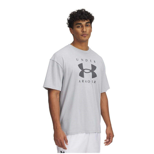 Grey - Front - Under Armour Mens Logo Heavyweight Loose T-Shirt