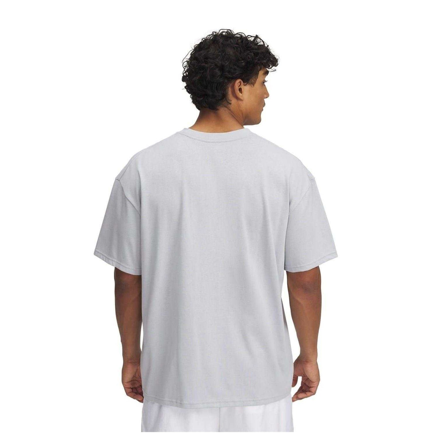Grey - Back - Under Armour Mens Logo Heavyweight Loose T-Shirt