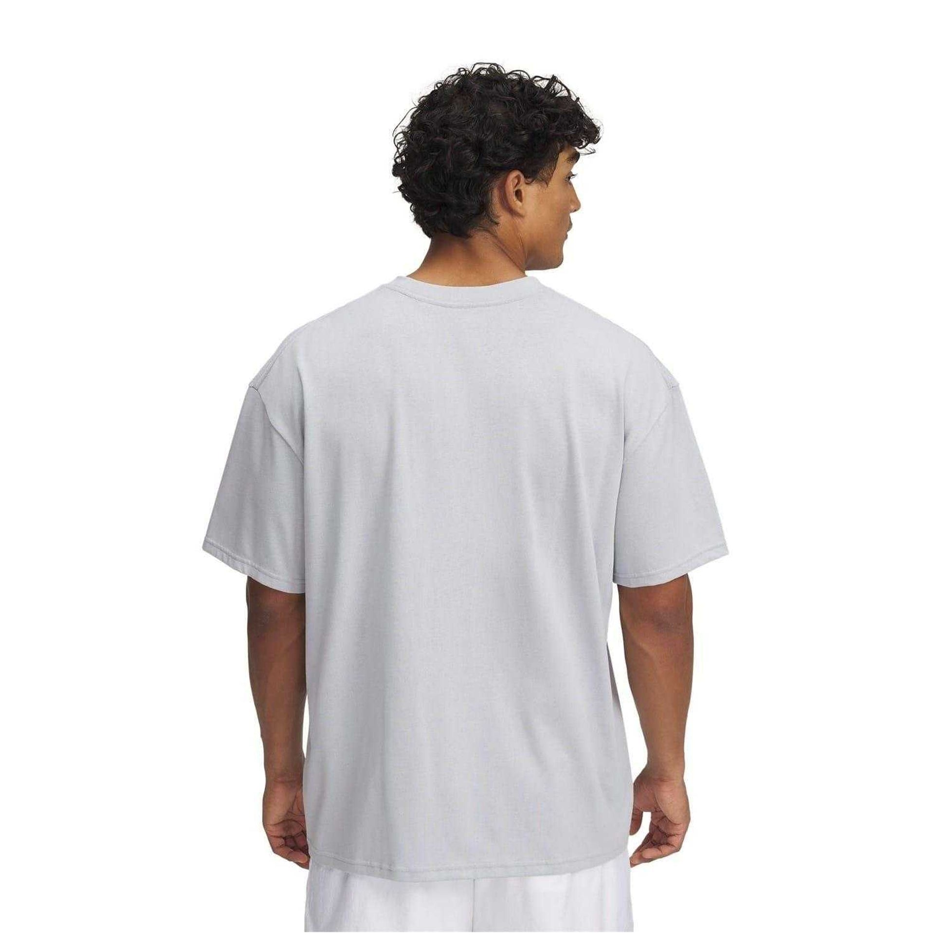 Grey - Back - Under Armour Mens Logo Heavyweight Loose T-Shirt