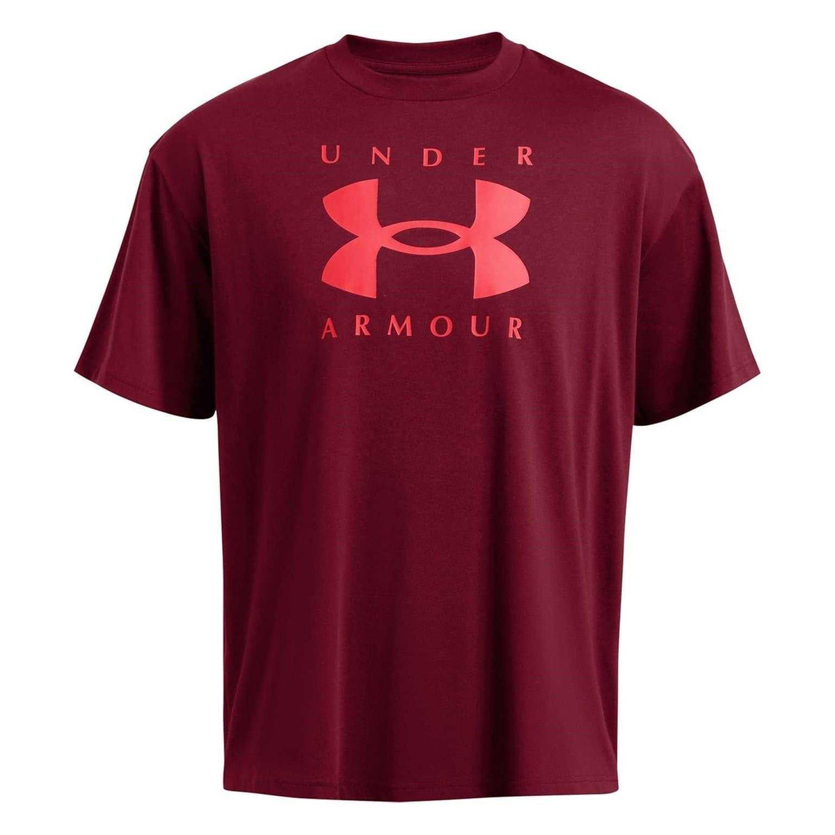 Red - Front - Under Armour Mens Logo Heavyweight Loose T-Shirt