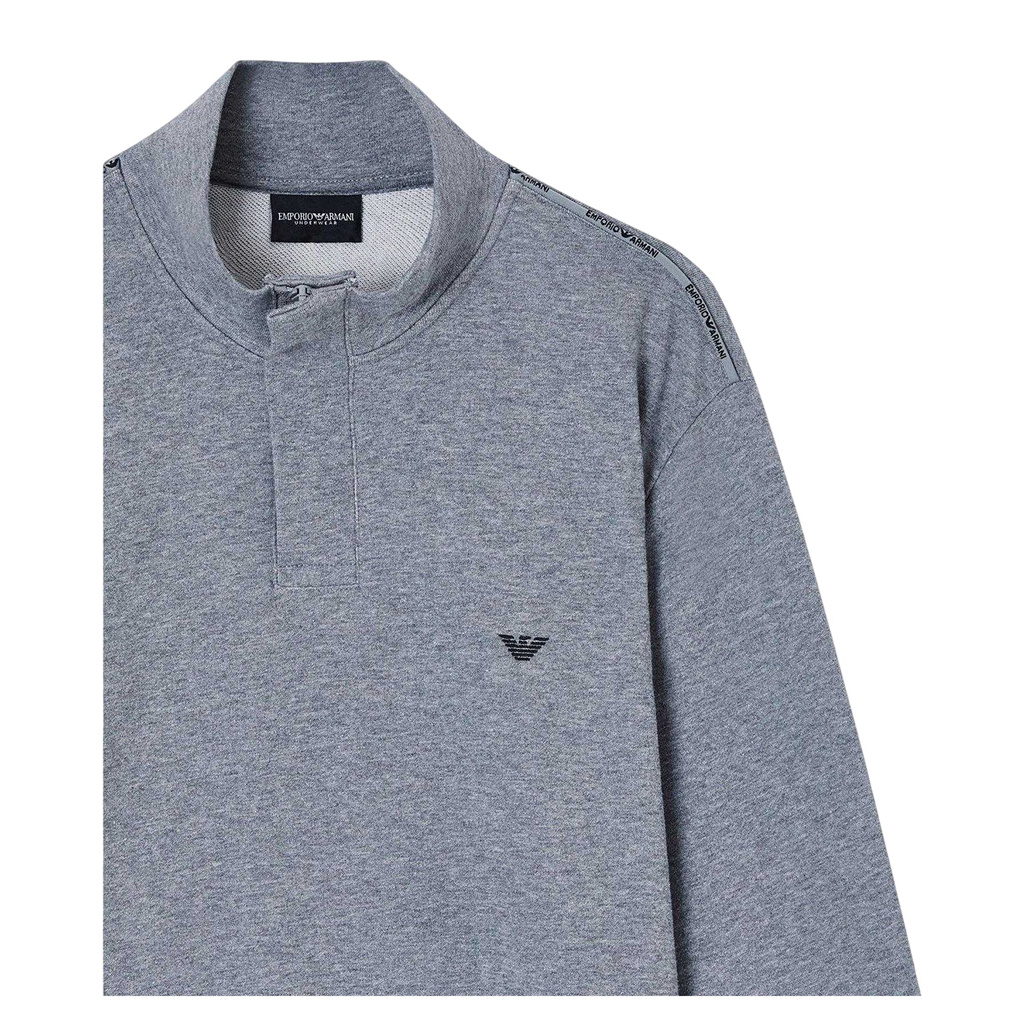 Grey Melange - Side - Emporio Armani EA7 Mens Casual Sweatshirt