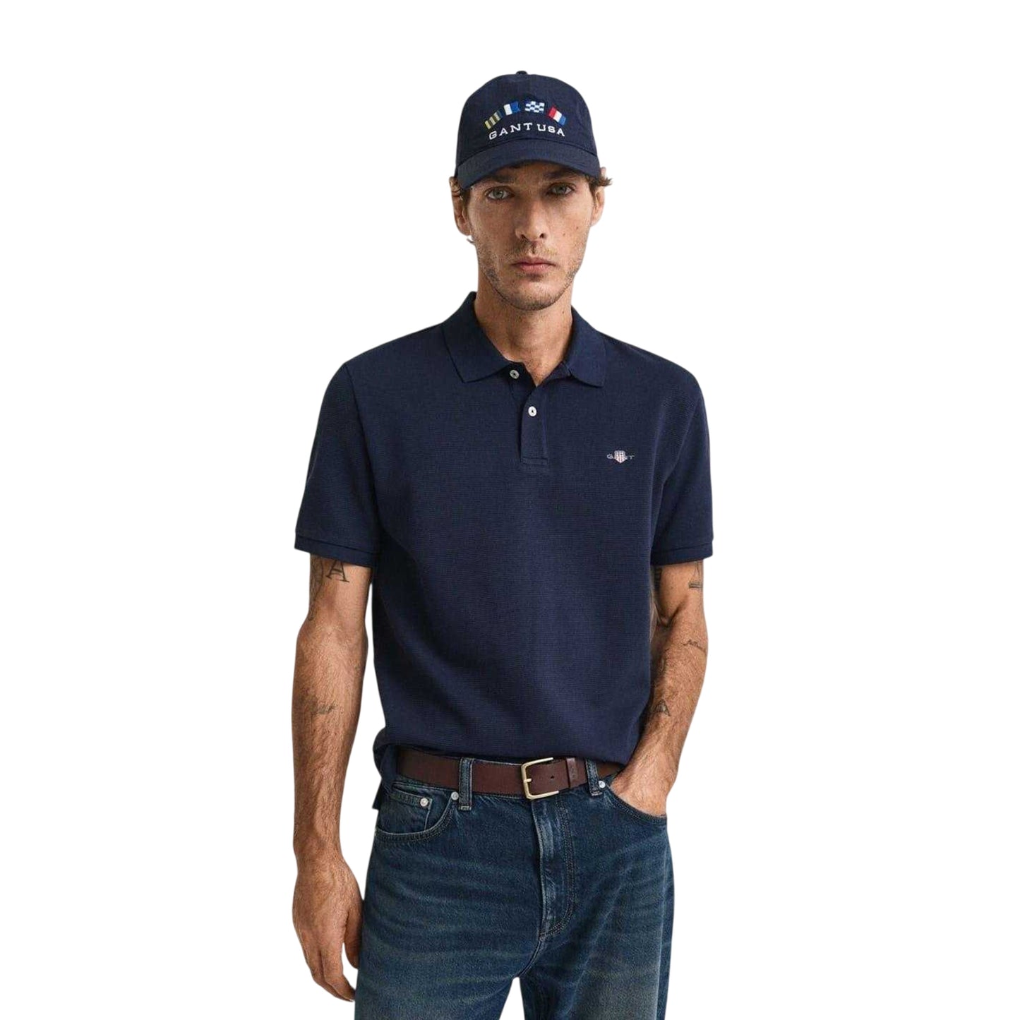 Evening Blue - Front - Gant Mens Cotton Regular Polo Shirt