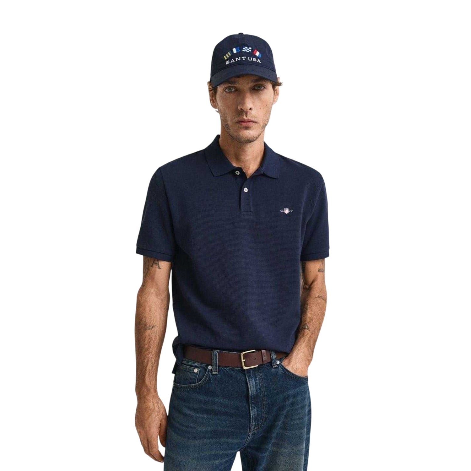 Evening Blue - Front - Gant Mens Cotton Regular Polo Shirt