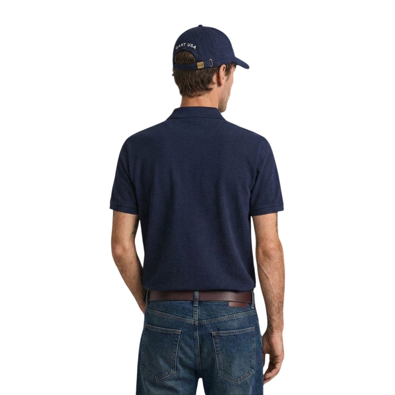 Evening Blue - Back - Gant Mens Cotton Regular Polo Shirt